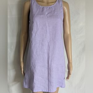 Grand Linen Mini Pull On Dress Made In Greece Lavender Size S
